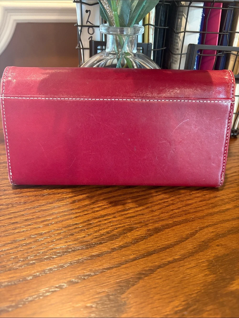 Lauren Ralph Lauren Red Leather Fold-Over Wallet